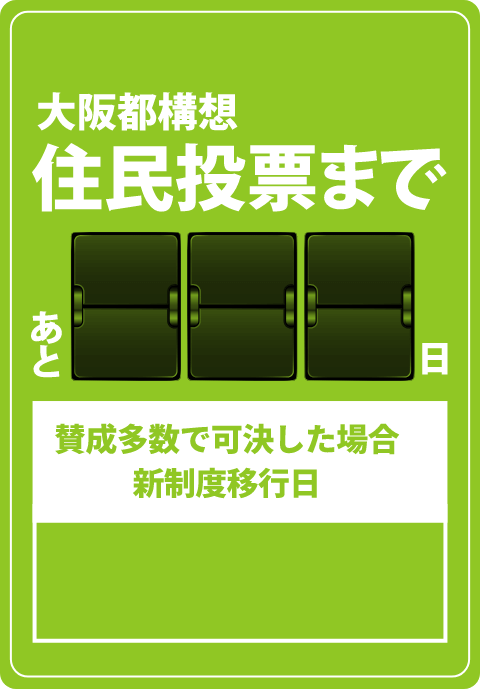 大坂都構想住民投票まであとx日賛成多数で可決した場合新制度移行日